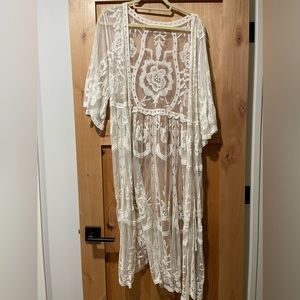 White Lace Kimono, One Size